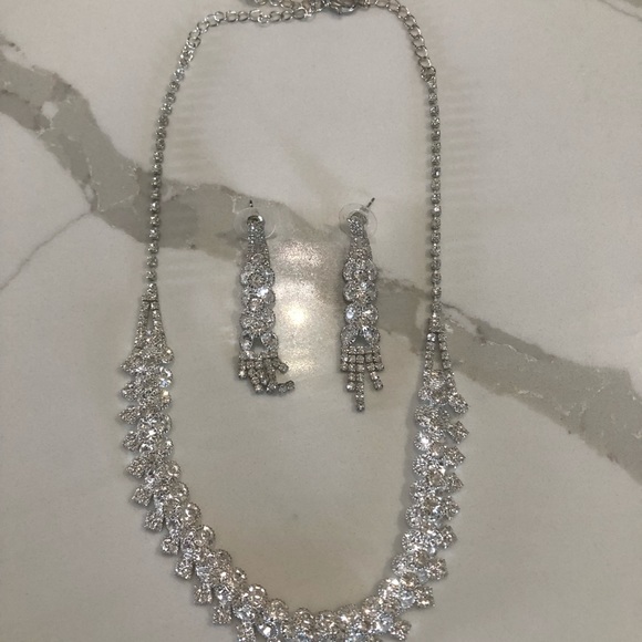 Rhinestone Necklace and Earrings - Picture 3 of 4